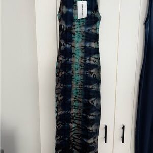 Cotton Citizen Tie-Dye Midi Dress in Black and Blue